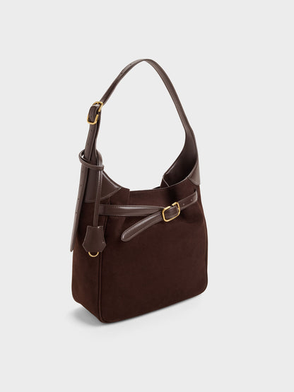 CHARLES & KEITH Great Value | Victoria Belted Hobo Bag - Espresso Brown