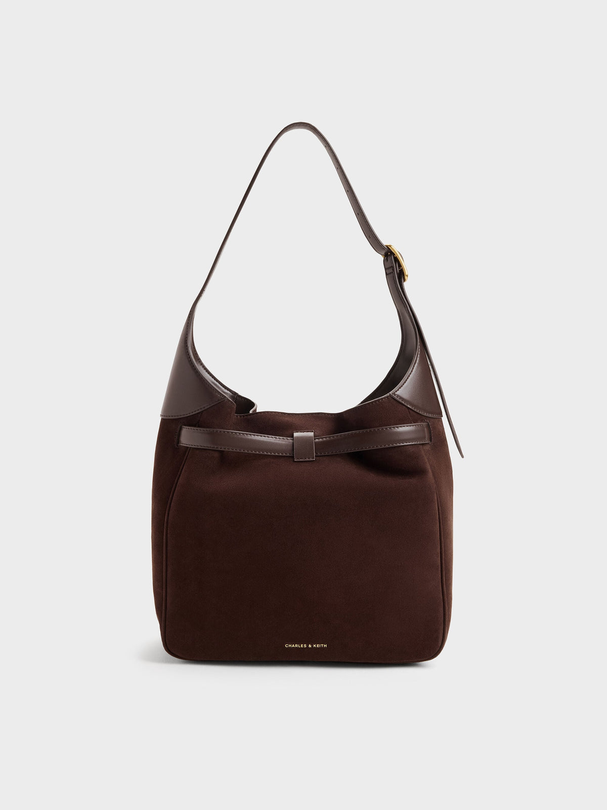 CHARLES & KEITH Great Value | Victoria Belted Hobo Bag - Espresso Brown