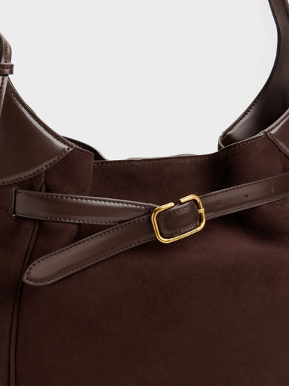 CHARLES & KEITH Great Value | Victoria Belted Hobo Bag - Espresso Brown