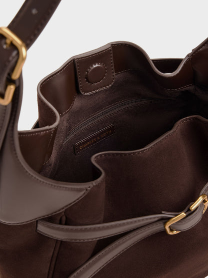 CHARLES & KEITH Great Value | Victoria Belted Hobo Bag - Espresso Brown