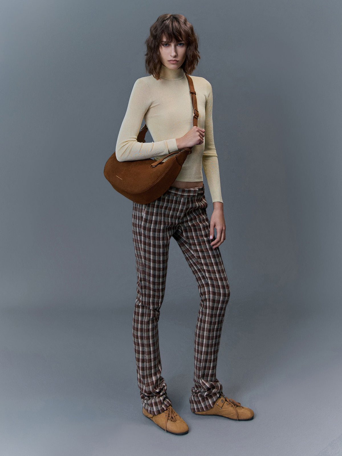 CHARLES & KEITH Top Pick | Large Vega Faux Suede Hobo Bag - Pecan Brown