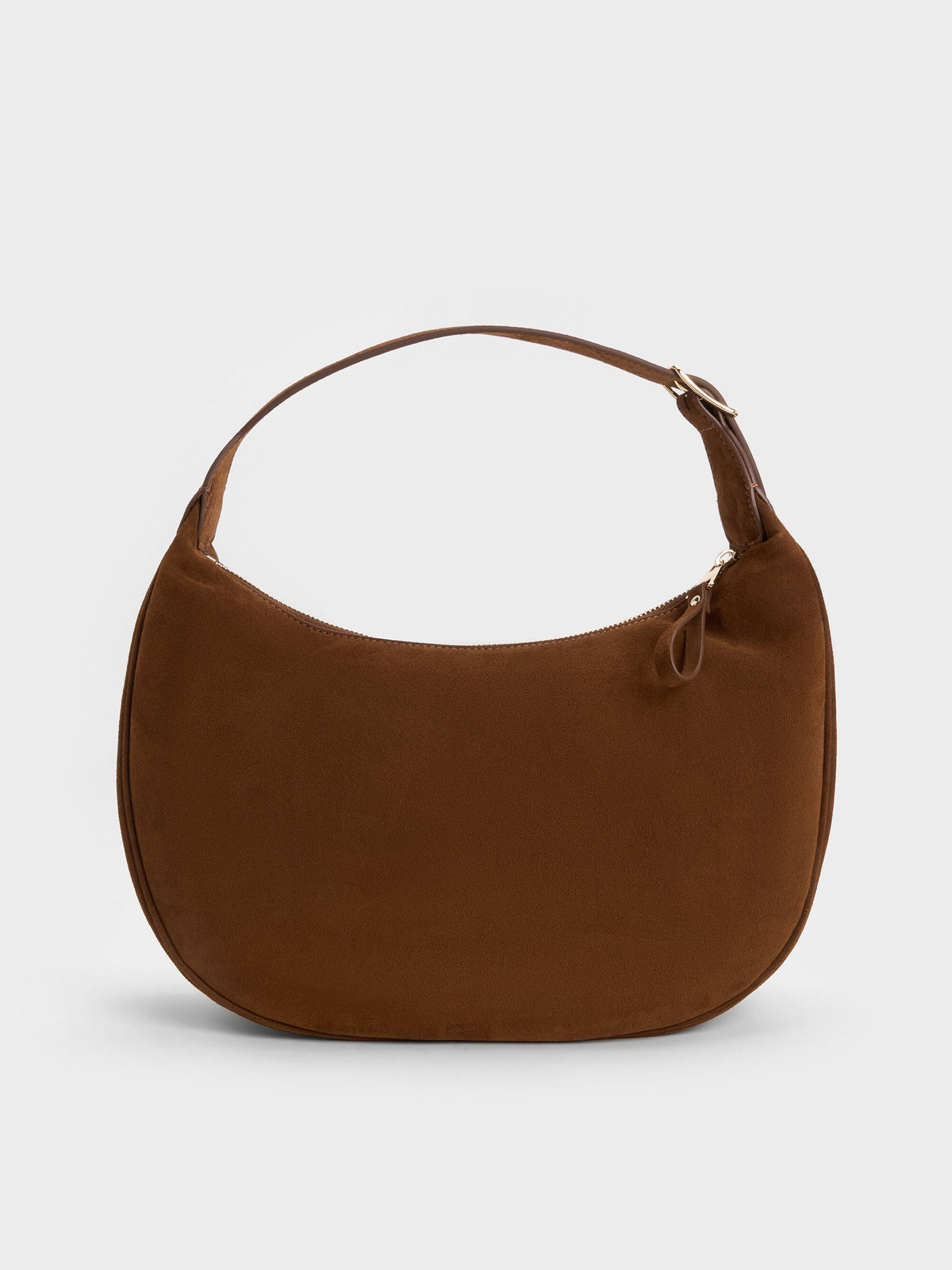CHARLES & KEITH Top Pick | Large Vega Faux Suede Hobo Bag - Pecan Brown