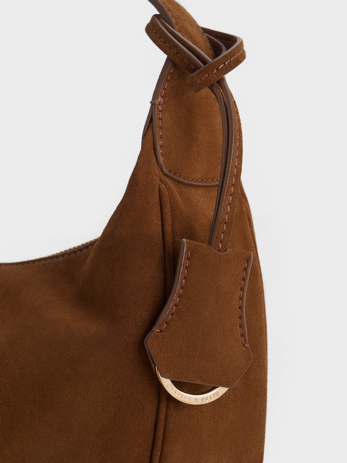 CHARLES & KEITH Top Pick | Large Vega Faux Suede Hobo Bag - Pecan Brown