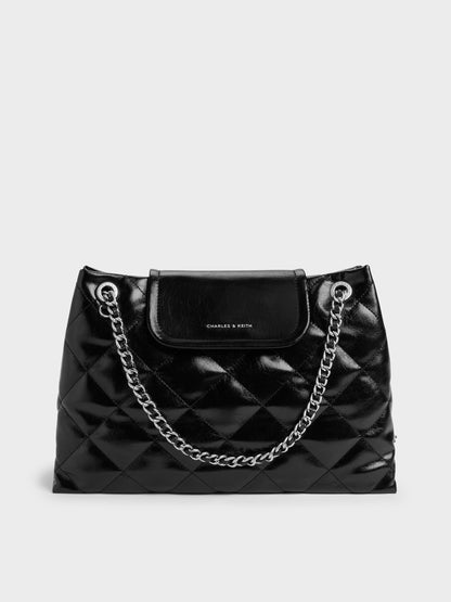 CHARLES & KEITH Discount | Large Apfra Quilted Shoulder Bag - Noir