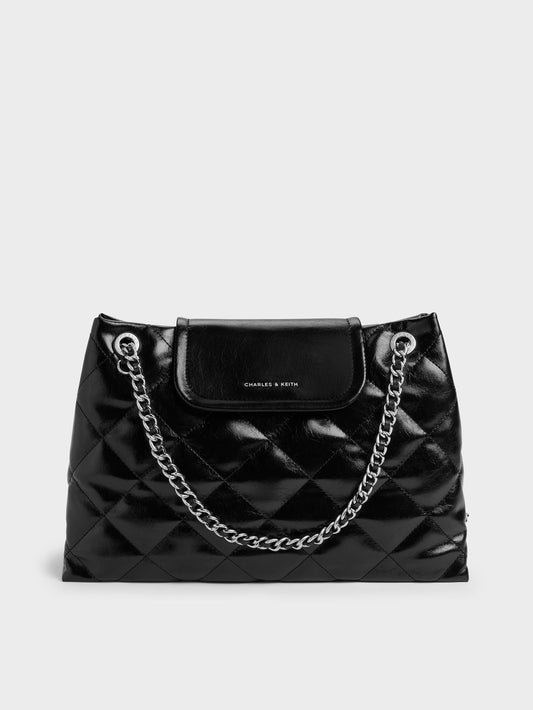CHARLES & KEITH Discount | Large Apfra Quilted Shoulder Bag - Noir
