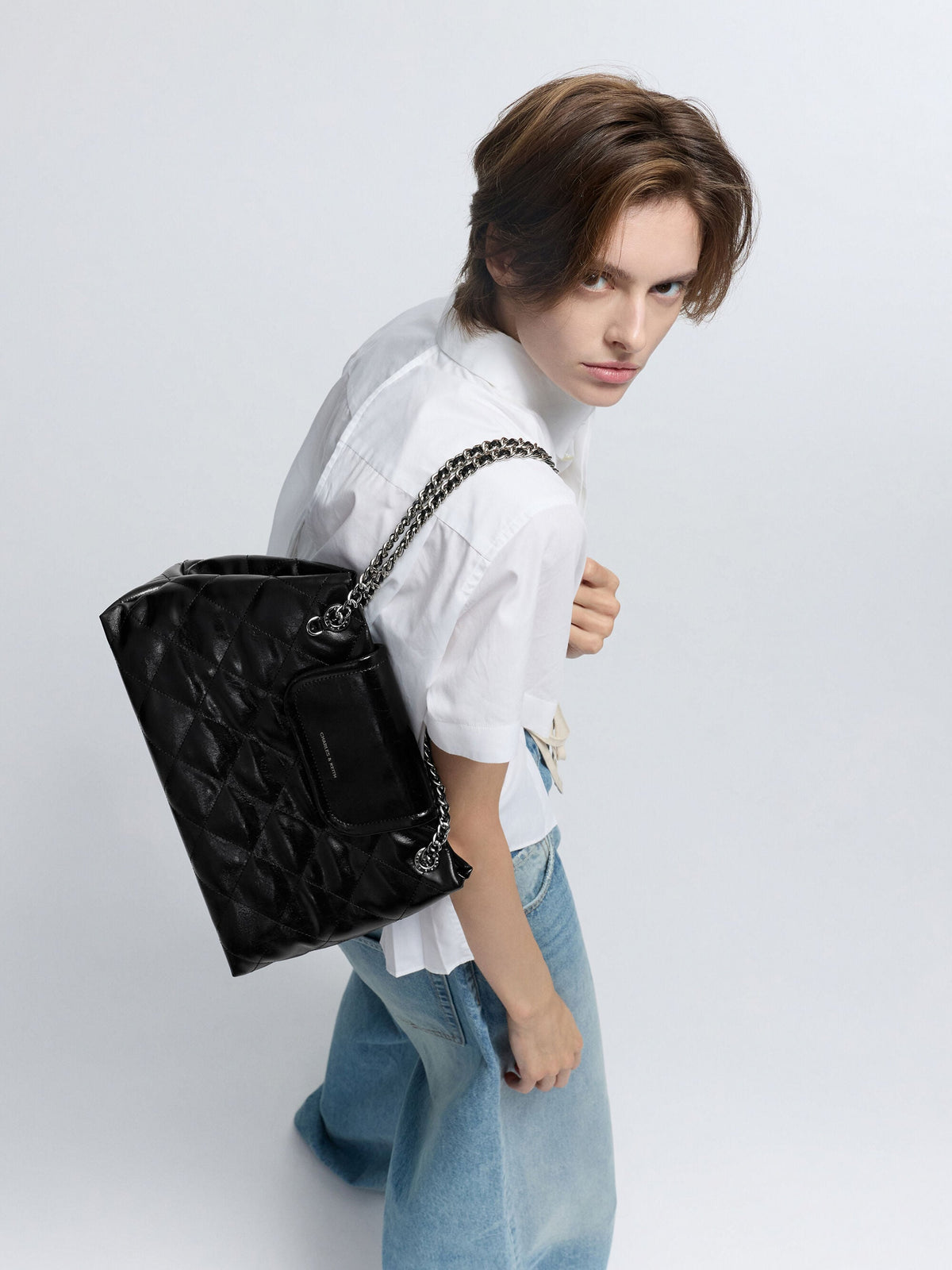 CHARLES & KEITH Discount | Large Apfra Quilted Shoulder Bag - Noir