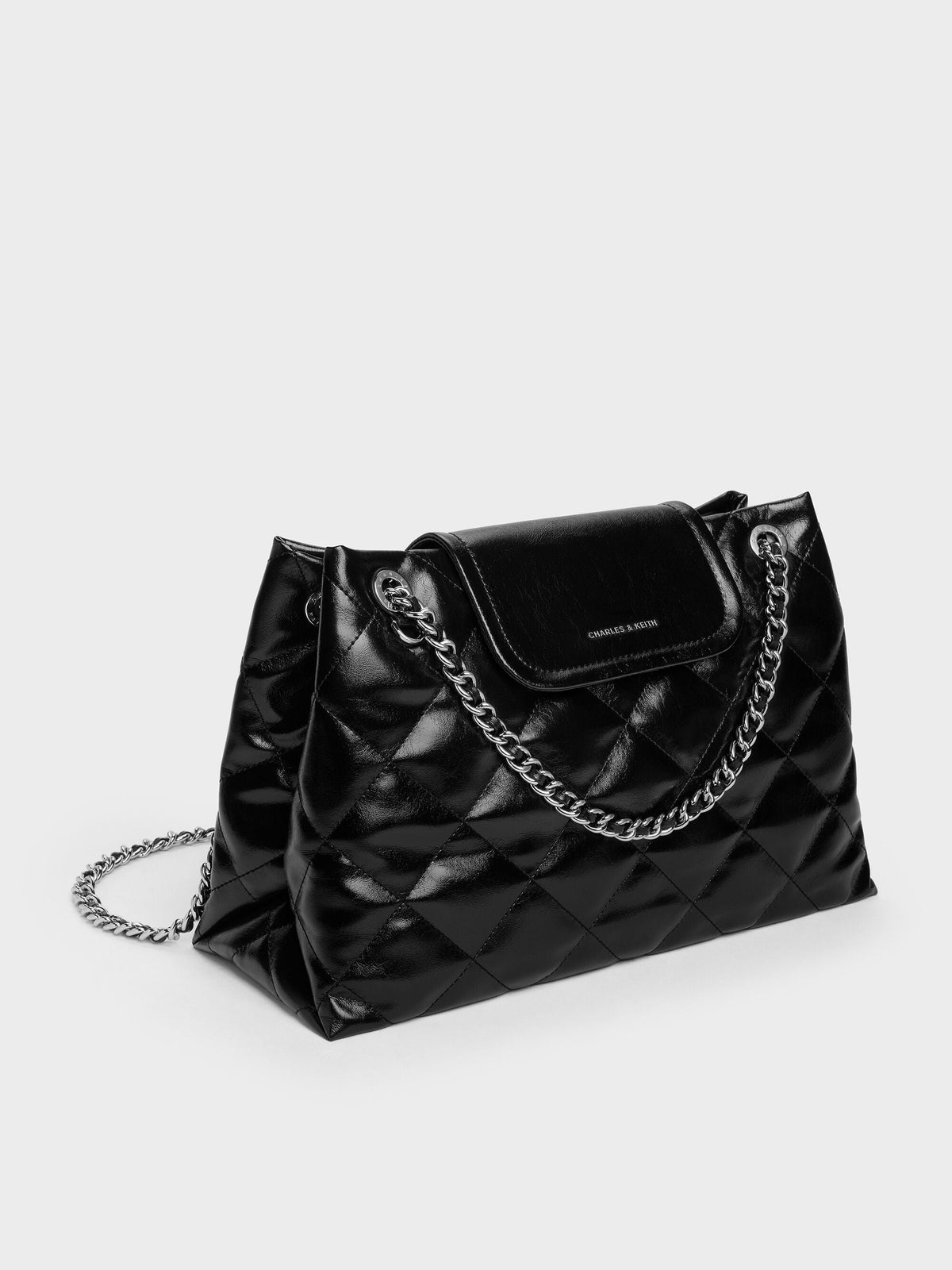 CHARLES & KEITH Discount | Large Apfra Quilted Shoulder Bag - Noir