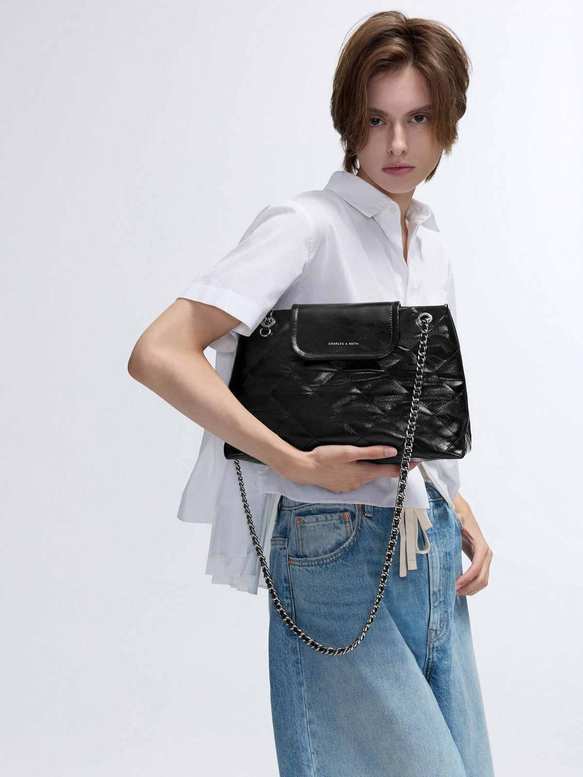 CHARLES & KEITH Discount | Large Apfra Quilted Shoulder Bag - Noir