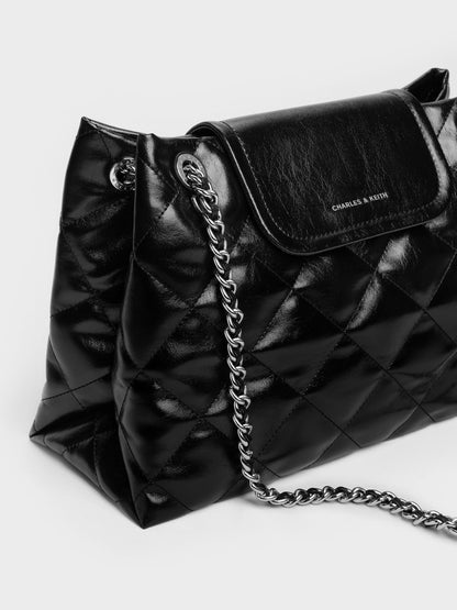 CHARLES & KEITH Discount | Large Apfra Quilted Shoulder Bag - Noir