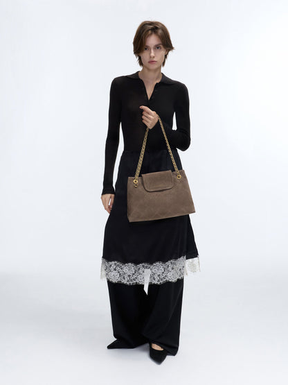 CHARLES & KEITH Latest | Large Apfra Quilted Shoulder Bag - Stone Grey