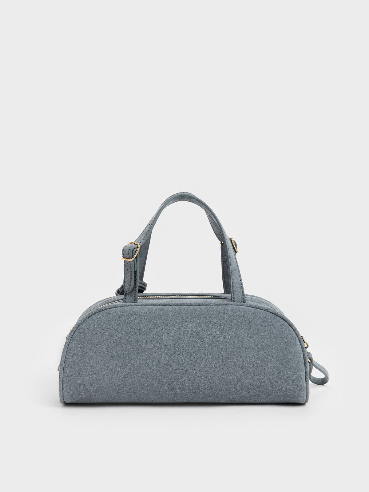 CHARLES & KEITH New | Vega Faux Suede Elongated Bowling Bag - Smoky Blue