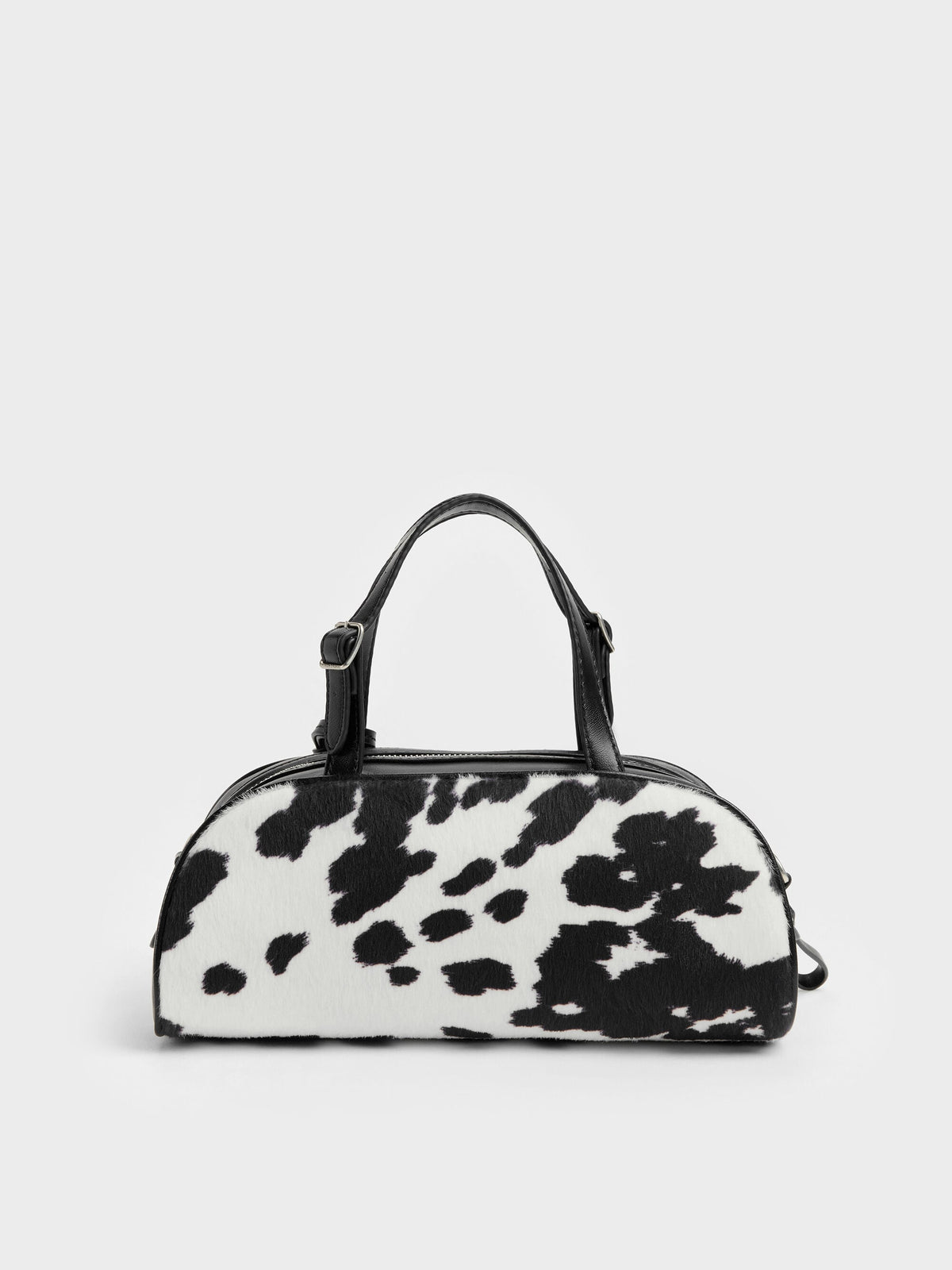 CHARLES & KEITH Recommended | Vega Furry Cow-Print Elongated Bowling Bag - Multi