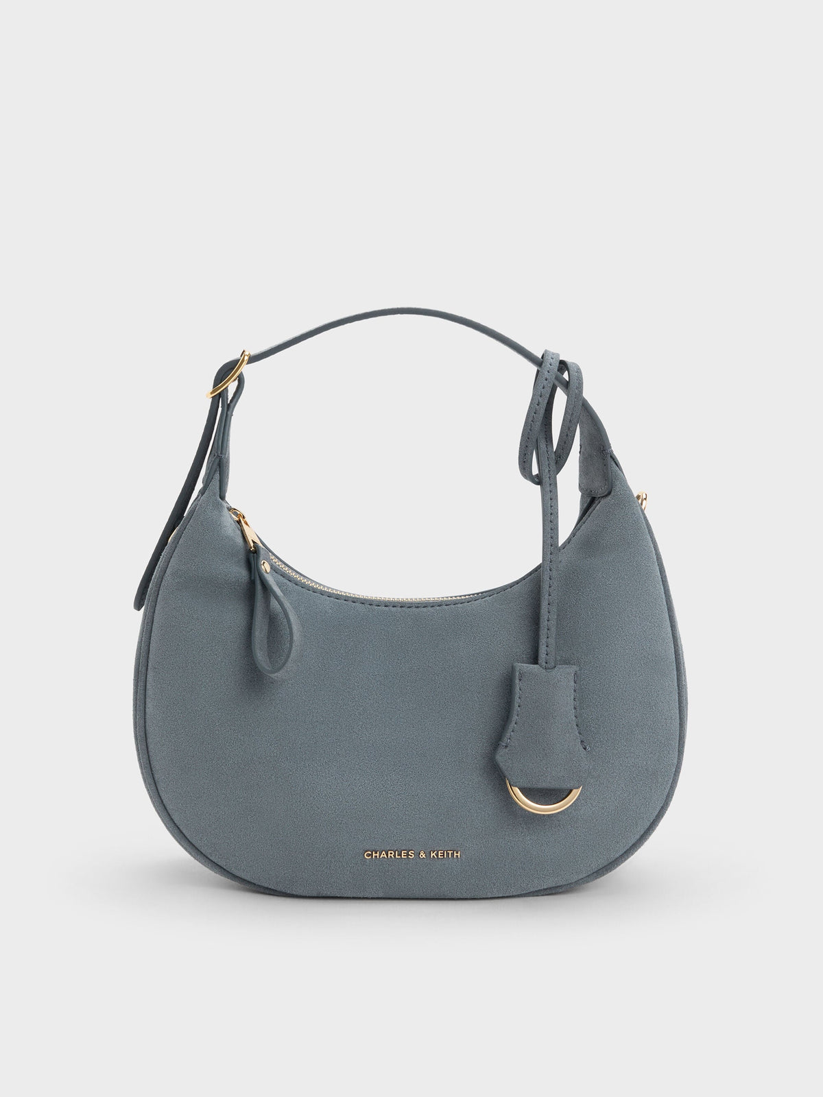 CHARLES & KEITH Latest | Vega Faux Suede Hobo Bag - Smoky Blue