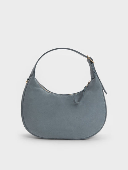 CHARLES & KEITH Latest | Vega Faux Suede Hobo Bag - Smoky Blue