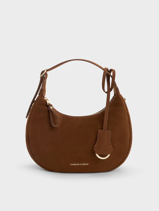 CHARLES & KEITH Special Offer | Vega Faux Suede Hobo Bag - Pecan Brown