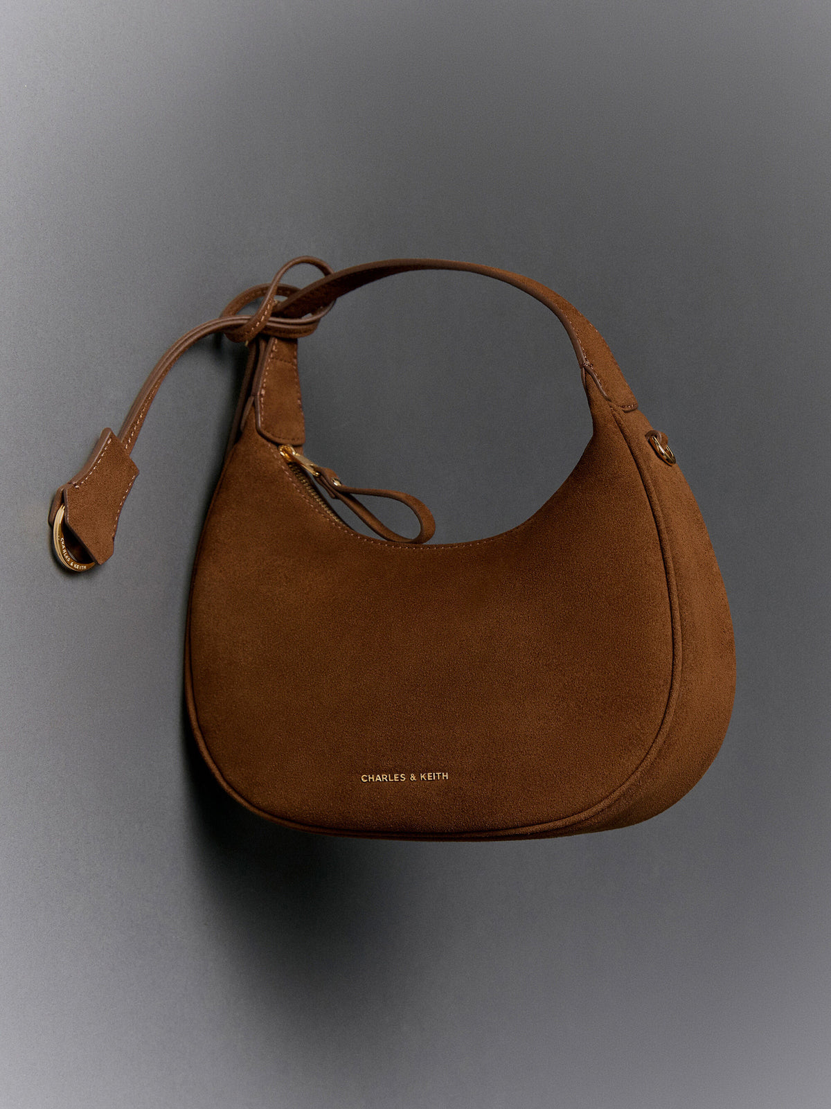 CHARLES & KEITH Special Offer | Vega Faux Suede Hobo Bag - Pecan Brown