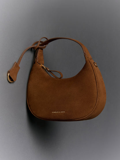 CHARLES & KEITH Special Offer | Vega Faux Suede Hobo Bag - Pecan Brown