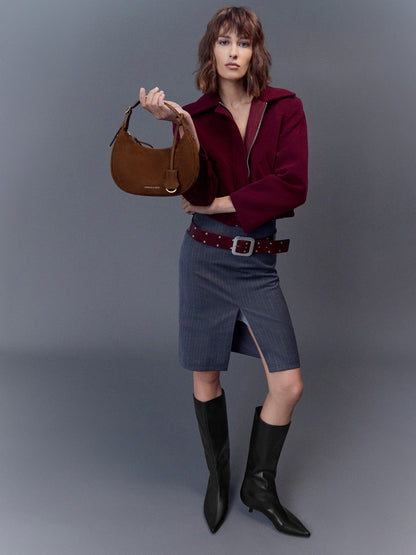 CHARLES & KEITH Special Offer | Vega Faux Suede Hobo Bag - Pecan Brown