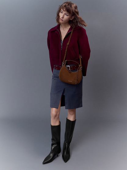 CHARLES & KEITH Special Offer | Vega Faux Suede Hobo Bag - Pecan Brown