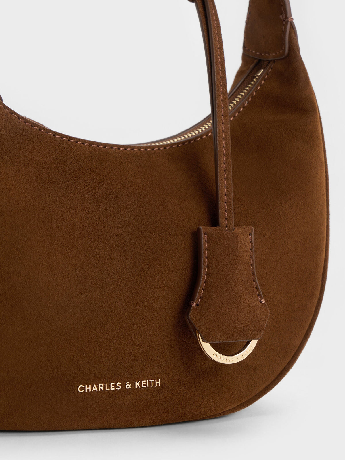 CHARLES & KEITH Special Offer | Vega Faux Suede Hobo Bag - Pecan Brown