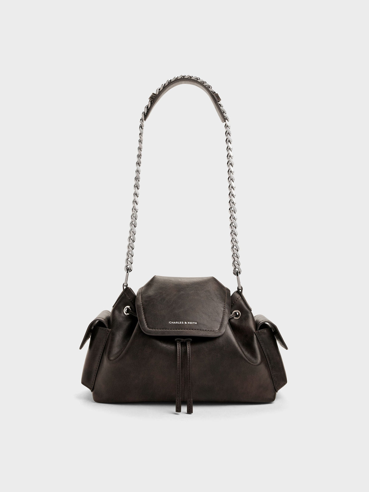 CHARLES & KEITH Deals | Noane Side-Pocket Two-Way Bucket Bag - Dark Brown