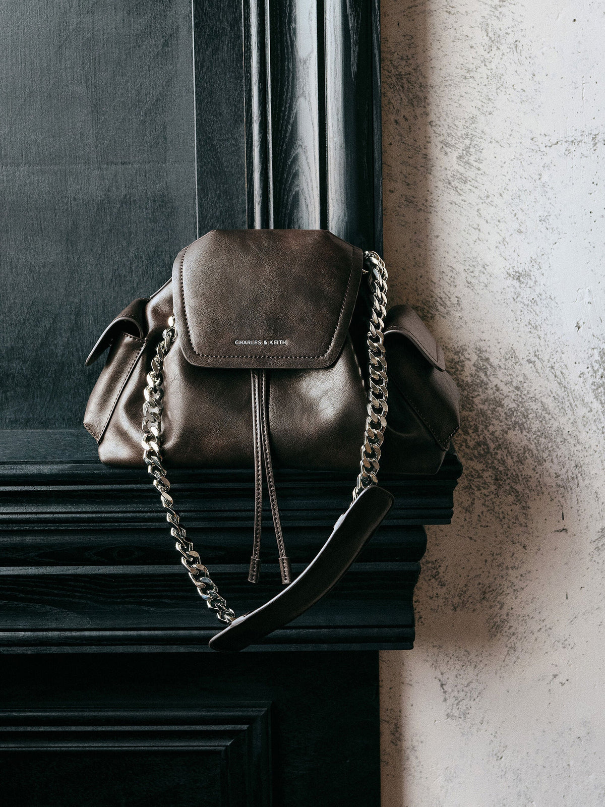 CHARLES & KEITH Deals | Noane Side-Pocket Two-Way Bucket Bag - Dark Brown