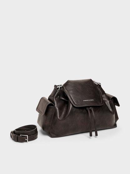 CHARLES & KEITH Deals | Noane Side-Pocket Two-Way Bucket Bag - Dark Brown