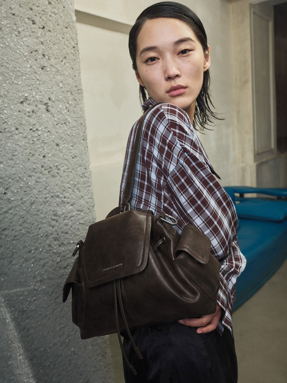 CHARLES & KEITH Deals | Noane Side-Pocket Two-Way Bucket Bag - Dark Brown
