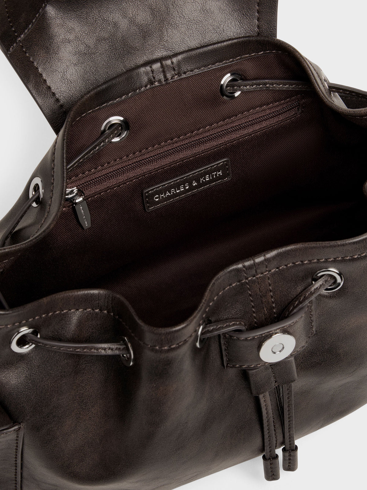 CHARLES & KEITH Deals | Noane Side-Pocket Two-Way Bucket Bag - Dark Brown