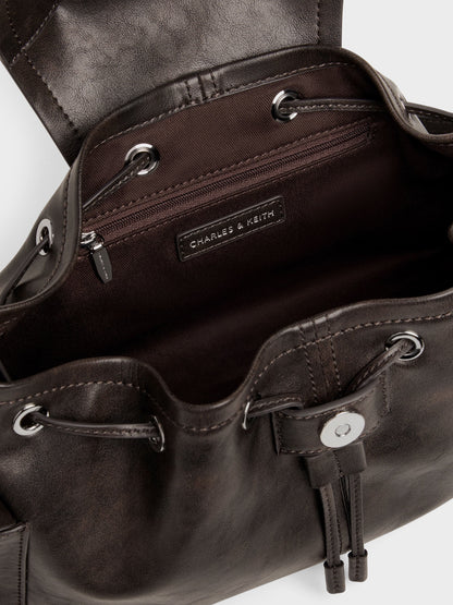 CHARLES & KEITH Deals | Noane Side-Pocket Two-Way Bucket Bag - Dark Brown