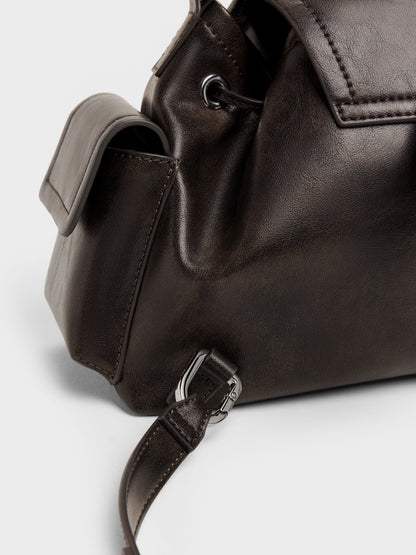 CHARLES & KEITH Deals | Noane Side-Pocket Two-Way Bucket Bag - Dark Brown