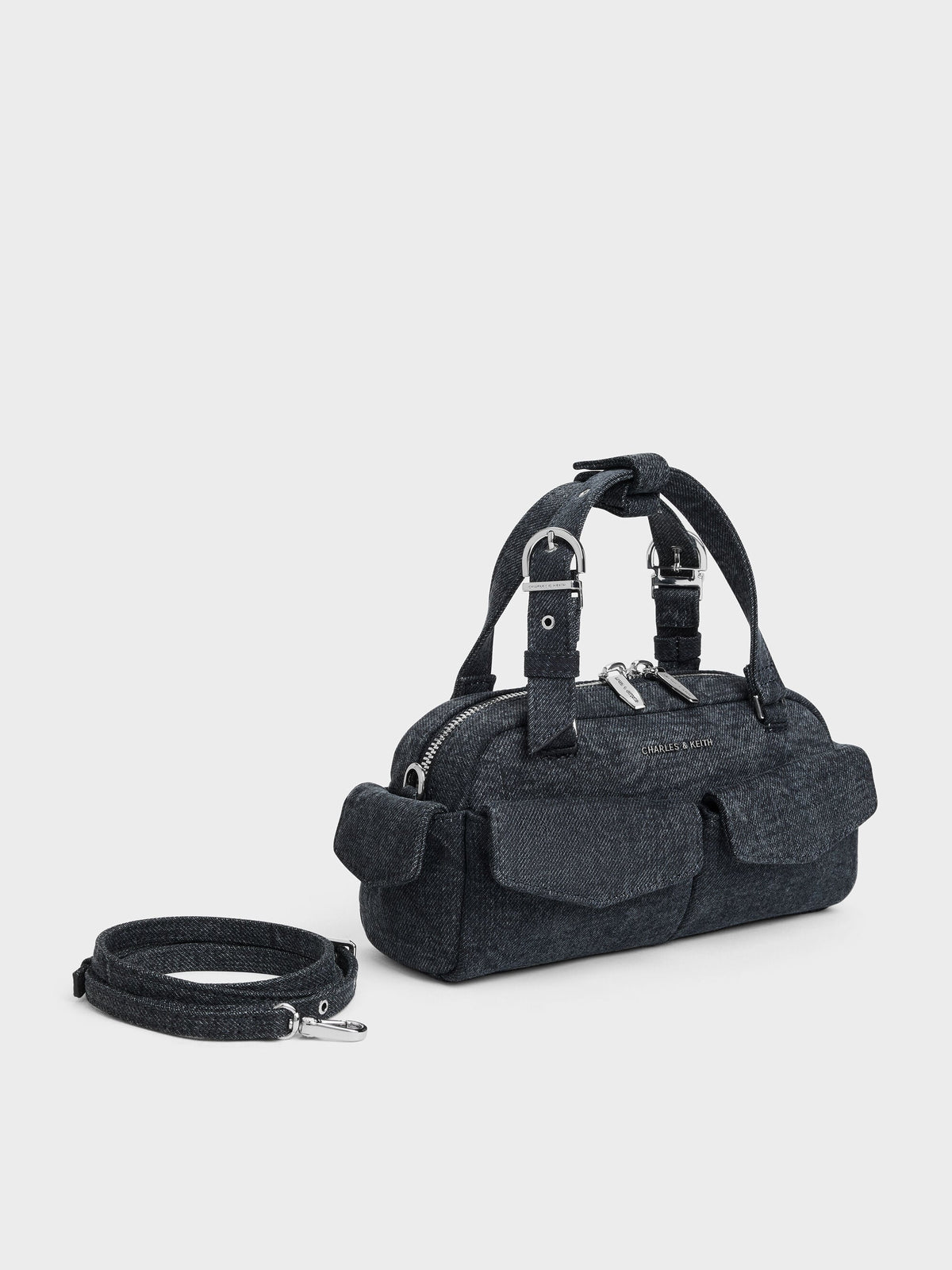 CHARLES & KEITH Hot Sale | Rachel Denim Multi-Pocket Bowling Bag - Denim Blue