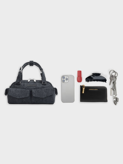 CHARLES & KEITH Hot Sale | Rachel Denim Multi-Pocket Bowling Bag - Denim Blue