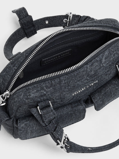 CHARLES & KEITH Hot Sale | Rachel Denim Multi-Pocket Bowling Bag - Denim Blue