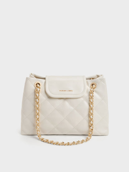 CHARLES & KEITH Special Offer | Apfra Quilted Shoulder Bag - Cream