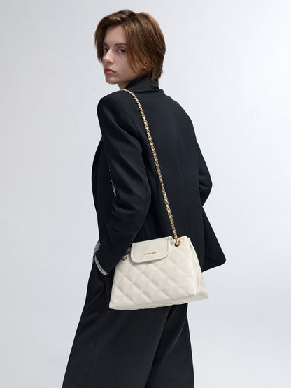 CHARLES & KEITH Special Offer | Apfra Quilted Shoulder Bag - Cream