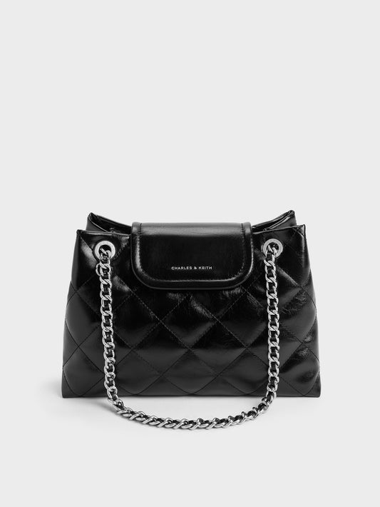 CHARLES & KEITH Essential | Apfra Quilted Shoulder Bag - Noir