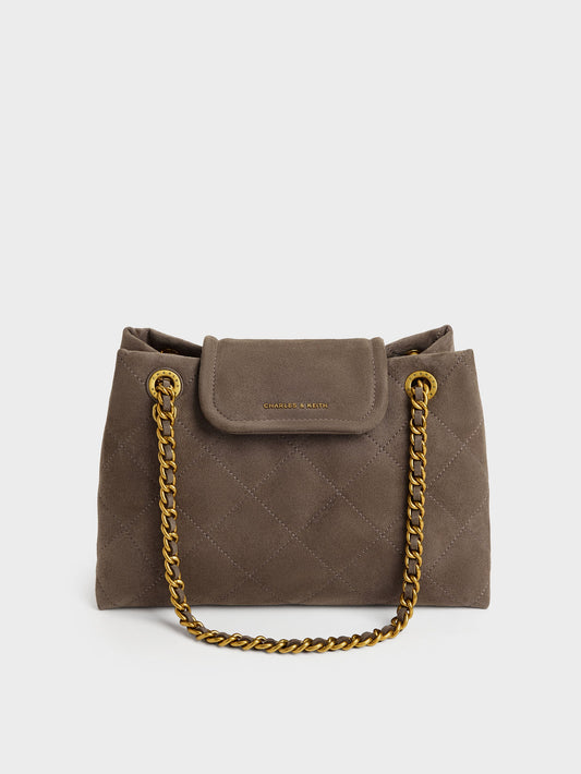 CHARLES & KEITH Sale | Apfra Quilted Shoulder Bag - Stone Grey