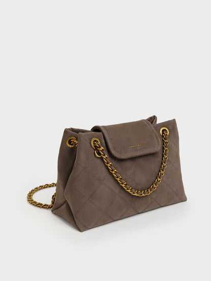 CHARLES & KEITH Sale | Apfra Quilted Shoulder Bag - Stone Grey