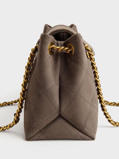 CHARLES & KEITH Sale | Apfra Quilted Shoulder Bag - Stone Grey