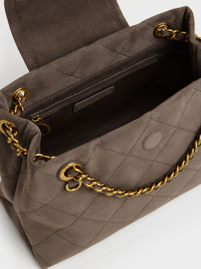 CHARLES & KEITH Sale | Apfra Quilted Shoulder Bag - Stone Grey