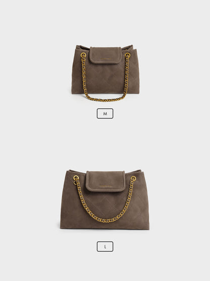 CHARLES & KEITH Sale | Apfra Quilted Shoulder Bag - Stone Grey