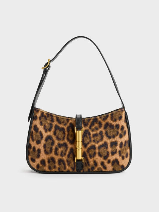 CHARLES & KEITH Signature | Cesia Leopard-Print Metallic-Accent Shoulder Bag - Multi