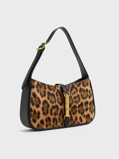 CHARLES & KEITH Signature | Cesia Leopard-Print Metallic-Accent Shoulder Bag - Multi