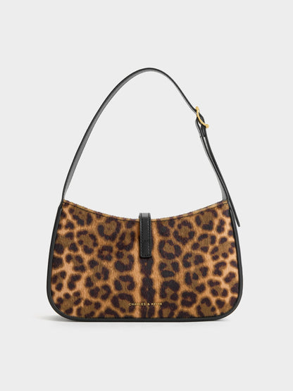 CHARLES & KEITH Signature | Cesia Leopard-Print Metallic-Accent Shoulder Bag - Multi