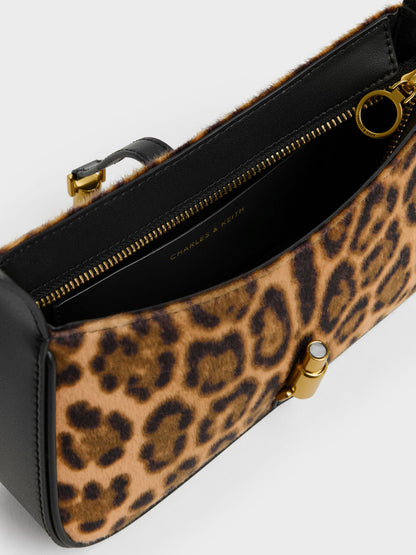 CHARLES & KEITH Signature | Cesia Leopard-Print Metallic-Accent Shoulder Bag - Multi