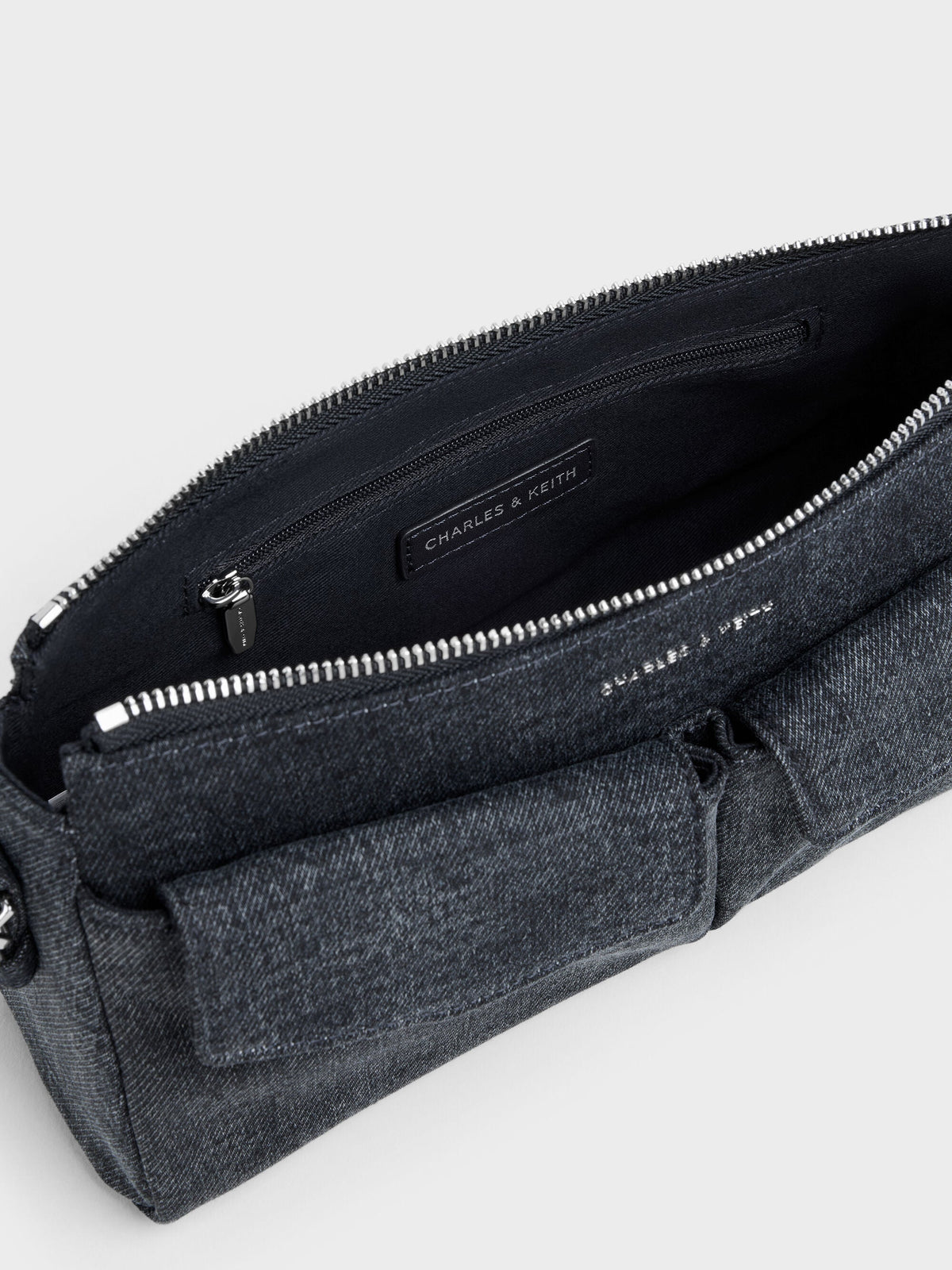 CHARLES & KEITH Best Price | Rachel Denim Front-Pocket Chain Shoulder Bag - Denim Blue