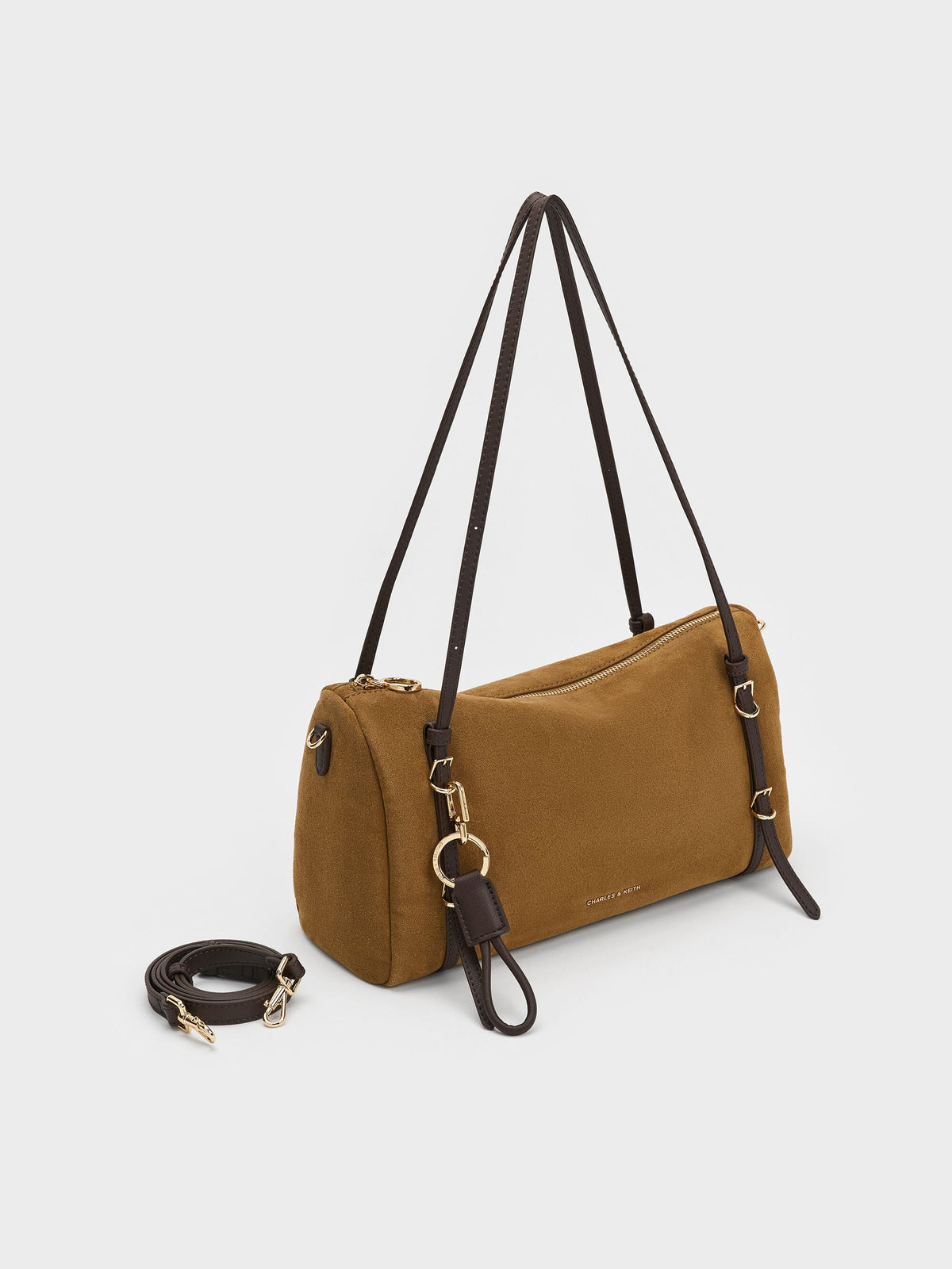 CHARLES & KEITH Classic | Levy Two-Tone Shoulder Bag - Sahara Sand