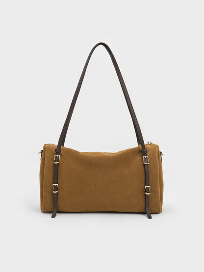 CHARLES & KEITH Classic | Levy Two-Tone Shoulder Bag - Sahara Sand