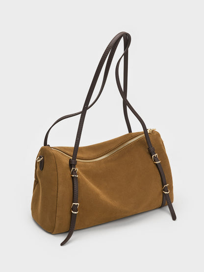 CHARLES & KEITH Classic | Levy Two-Tone Shoulder Bag - Sahara Sand
